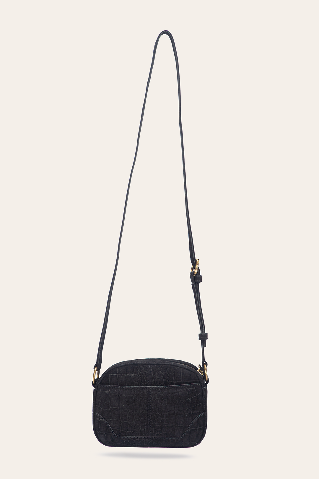 Frye Discount - Melissa Black Sueded Croco Camera