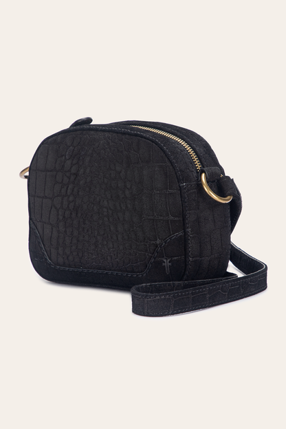 Frye Discount - Melissa Black Sueded Croco Camera