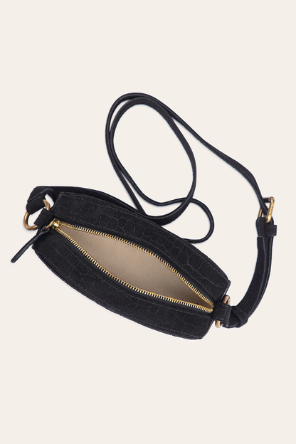 Frye Discount - Melissa Black Sueded Croco Camera