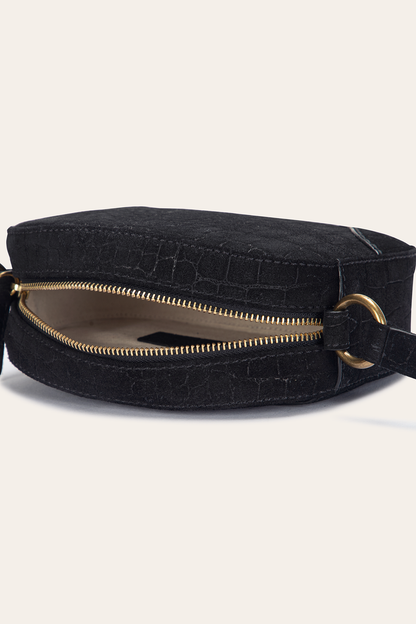 Frye Discount - Melissa Black Sueded Croco Camera
