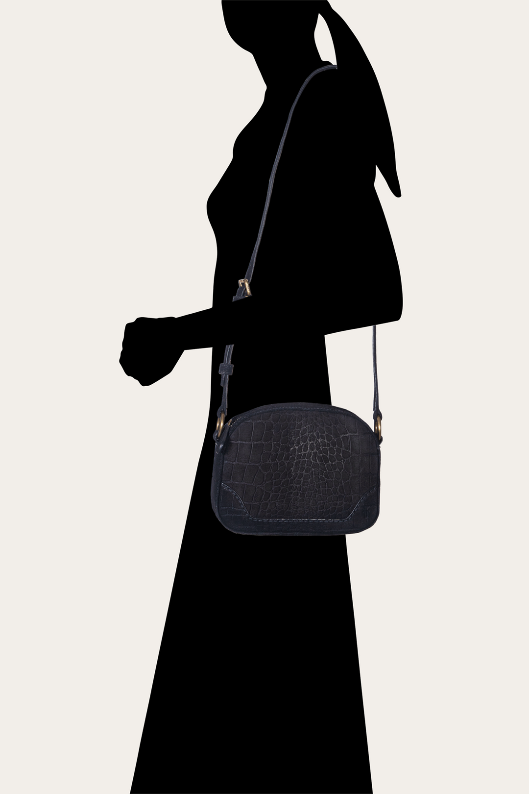Frye Discount - Melissa Black Sueded Croco Camera