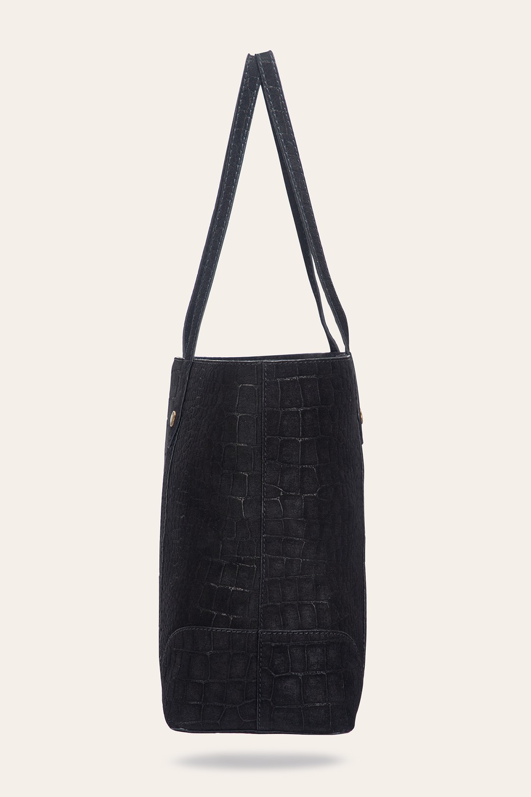 Frye Featured - Melissa Sueded Croco Shopper in Black