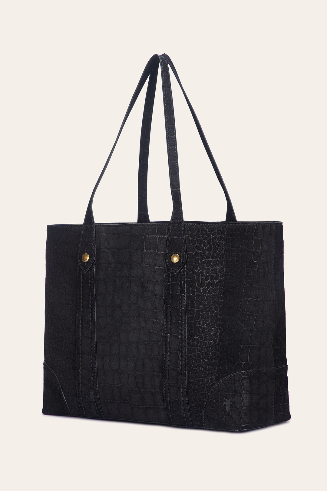 Frye Featured - Melissa Sueded Croco Shopper in Black