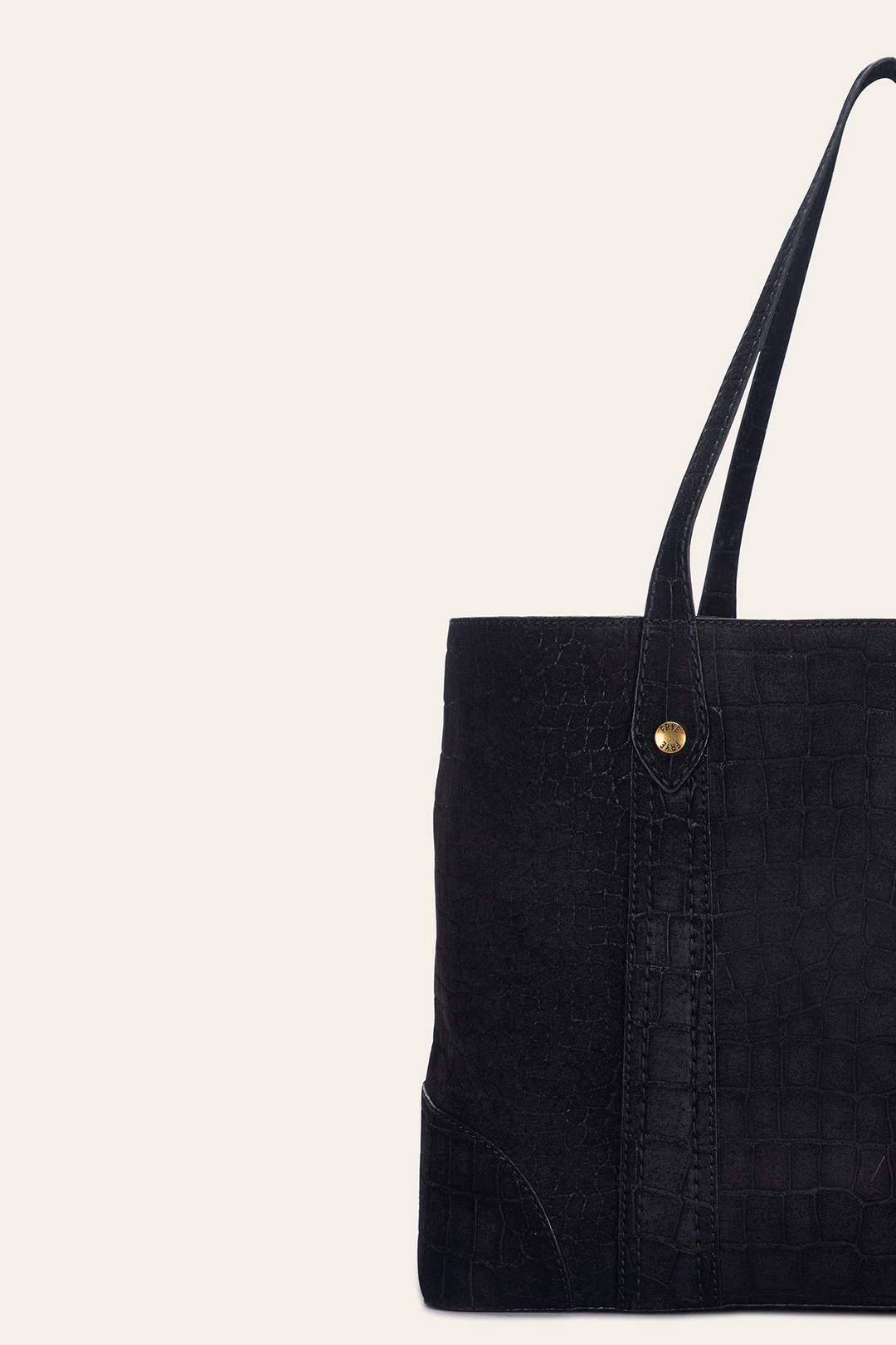 Frye Featured - Melissa Sueded Croco Shopper in Black