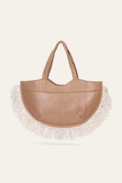 Frye Recommended - Women's Ella Tassel Tote Bag in Beige