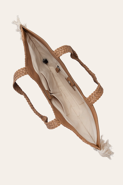 Frye Recommended - Women's Ella Tassel Tote Bag in Beige