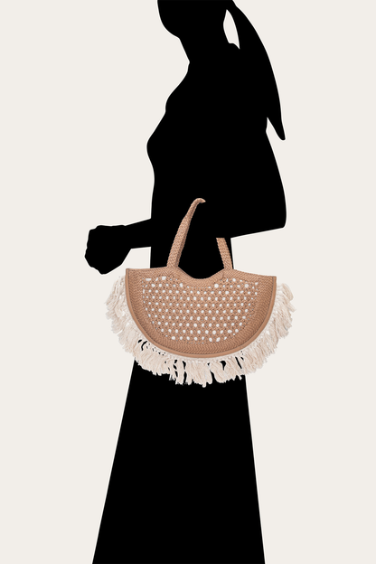 Frye Recommended - Women's Ella Tassel Tote Bag in Beige