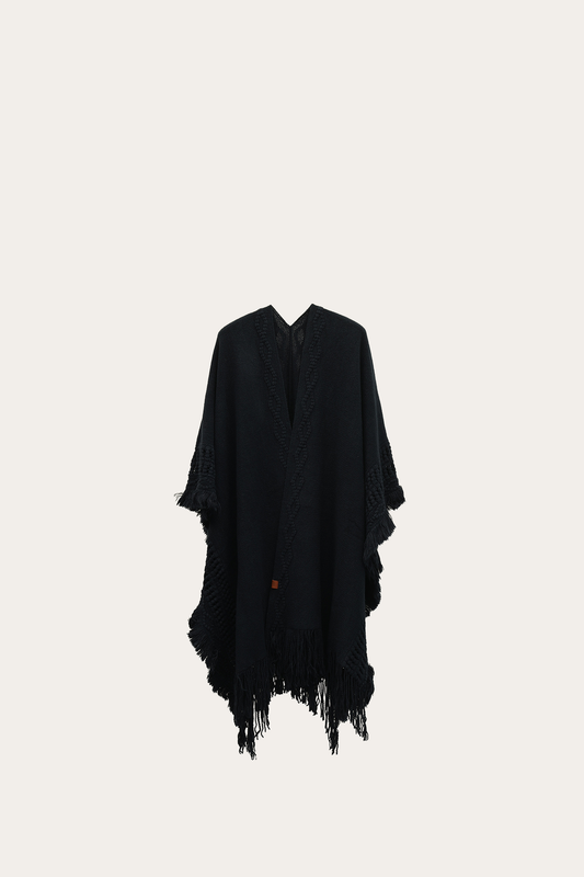 Frye Trending - Navy Blazer Embellished Fringe Ruana