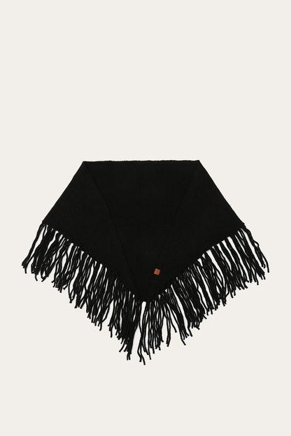 Frye Featured - Black Long Fringe Triangle Scarf