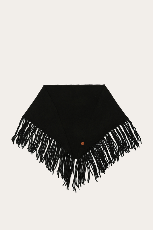 Frye Featured - Black Long Fringe Triangle Scarf