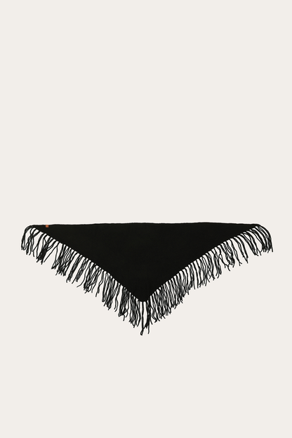 Frye Featured - Black Long Fringe Triangle Scarf