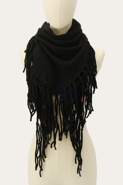 Frye Featured - Black Long Fringe Triangle Scarf