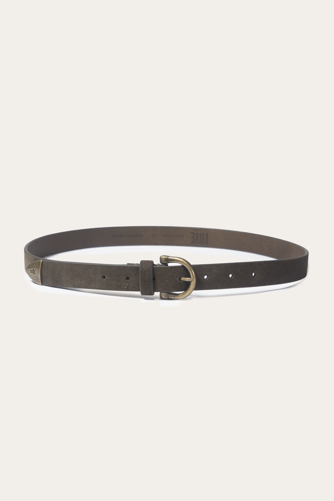 Frye Featured - Light Olive 25mm Suede Horseshoe Buckle Belt