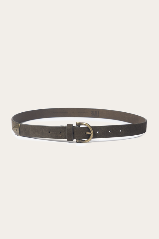 Frye Featured - Light Olive 25mm Suede Horseshoe Buckle Belt