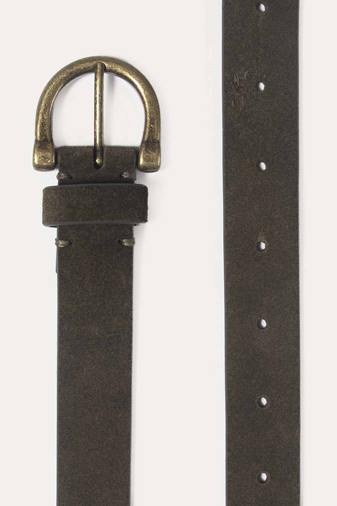 Frye Featured - Light Olive 25mm Suede Horseshoe Buckle Belt