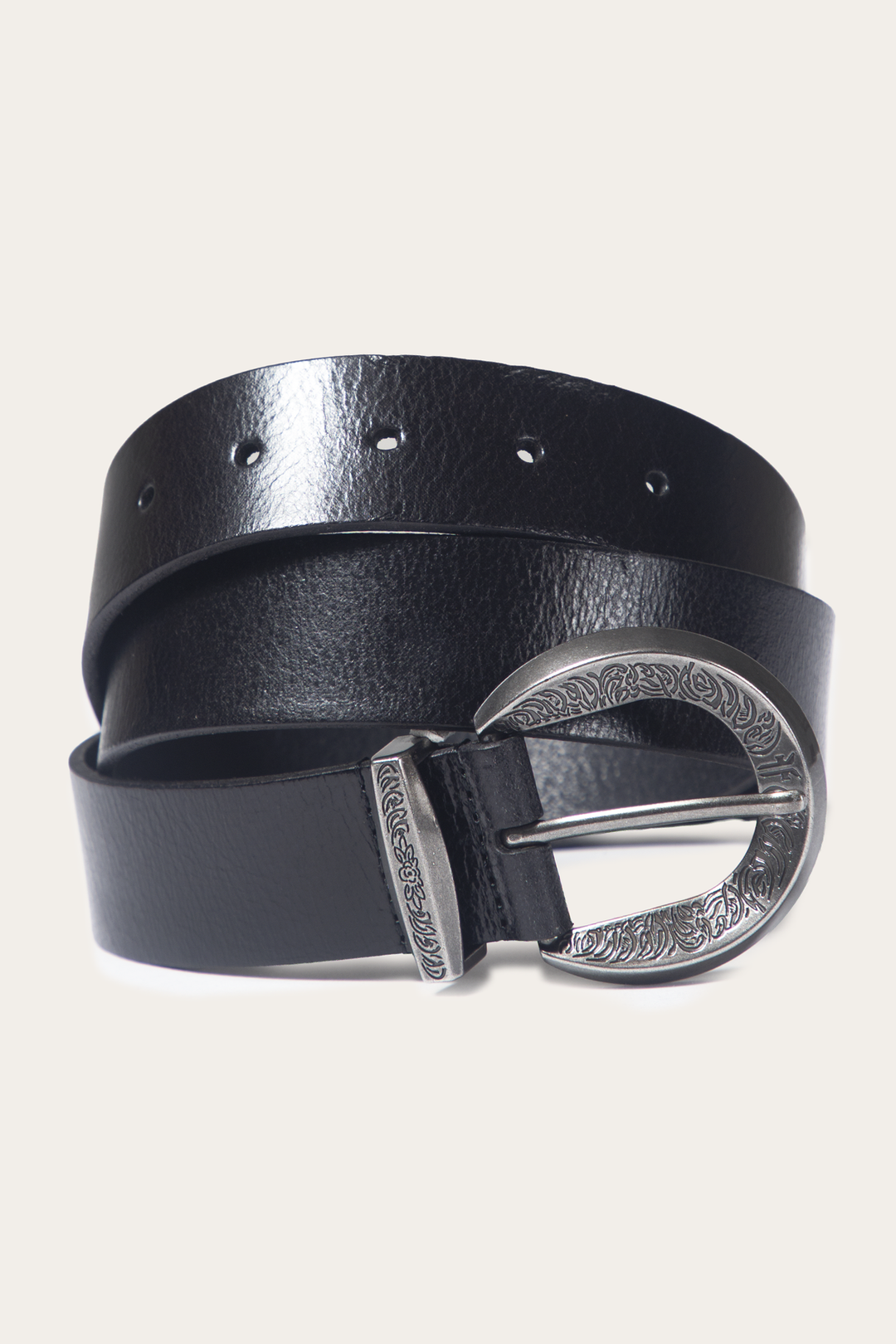 Frye Value - Black 35mm Engraved Buckle Belt