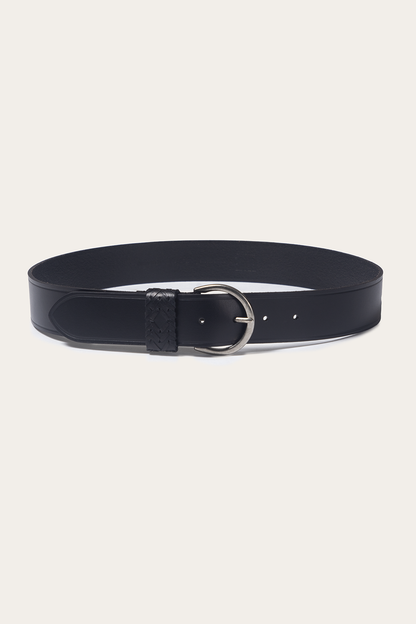 Frye Sale - Black 40mm Belt With Woven Keeper