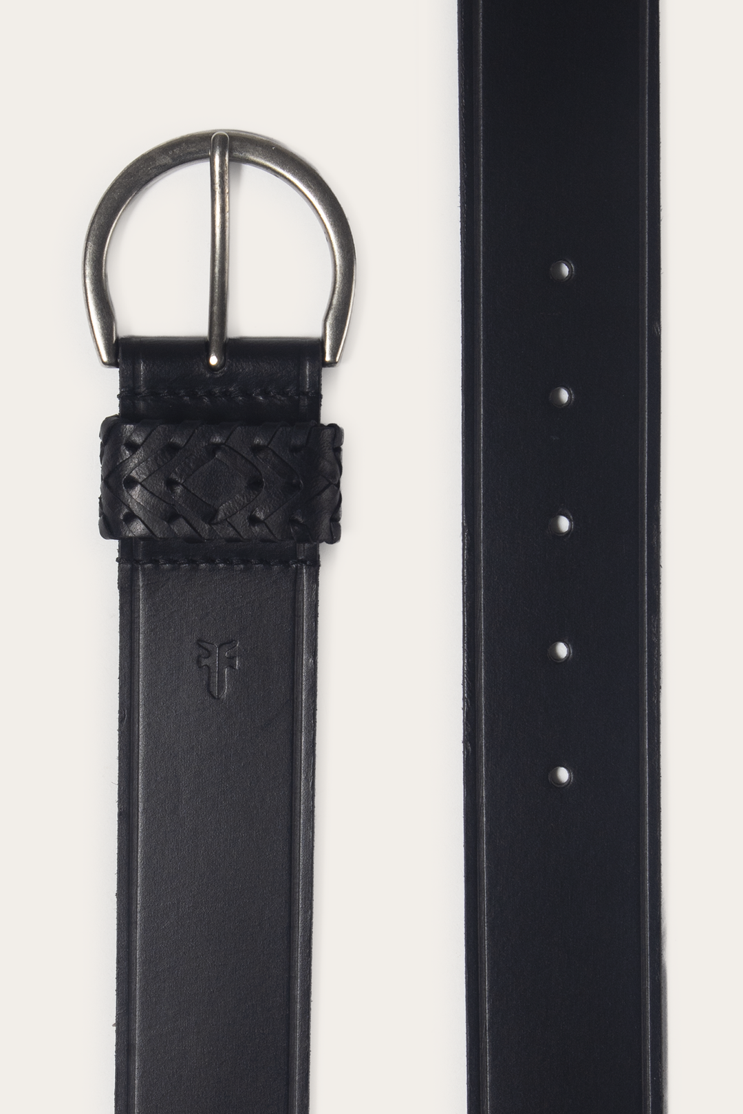 Frye Sale - Black 40mm Belt With Woven Keeper