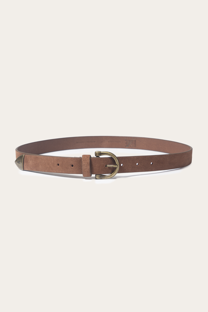 Frye Popular - Light Whiskey 25mm Suede Horseshoe Buckle Belt