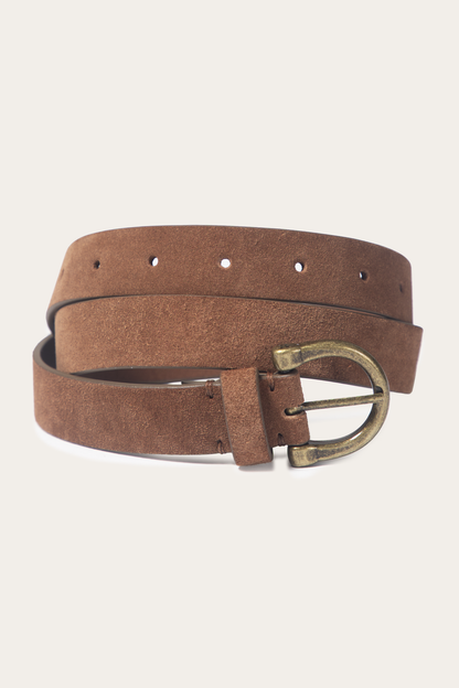 Frye Popular - Light Whiskey 25mm Suede Horseshoe Buckle Belt