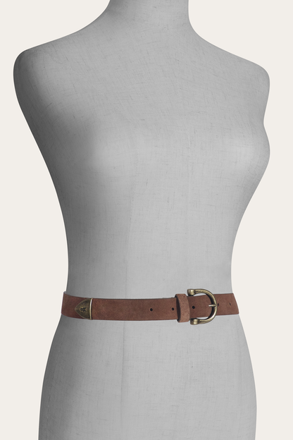 Frye Popular - Light Whiskey 25mm Suede Horseshoe Buckle Belt