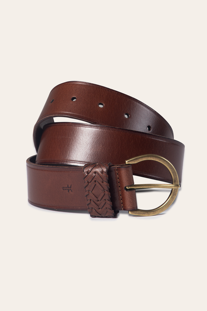 Frye Hot Sale - Tan 40mm Belt With Woven Keeper