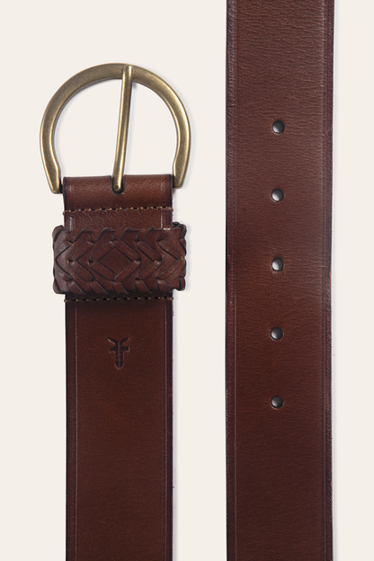 Frye Hot Sale - Tan 40mm Belt With Woven Keeper