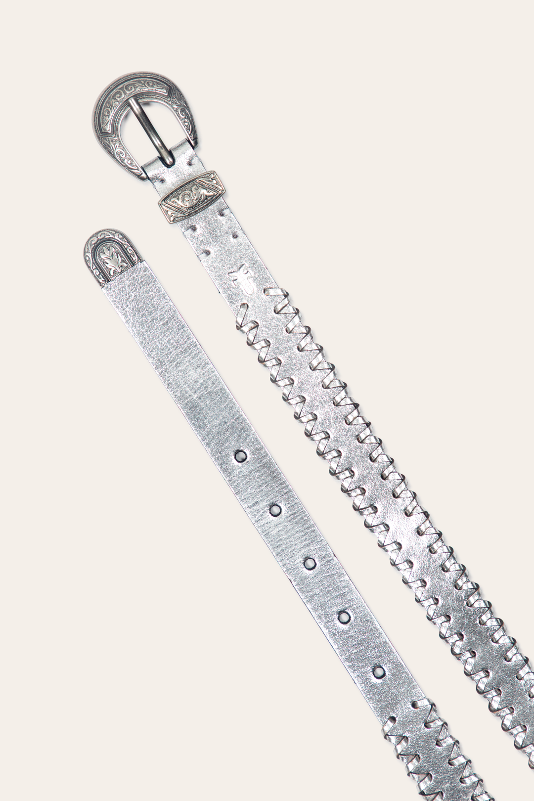 Frye Latest - 20mm Silver Leather Belt With 3-Piece Buckle Set