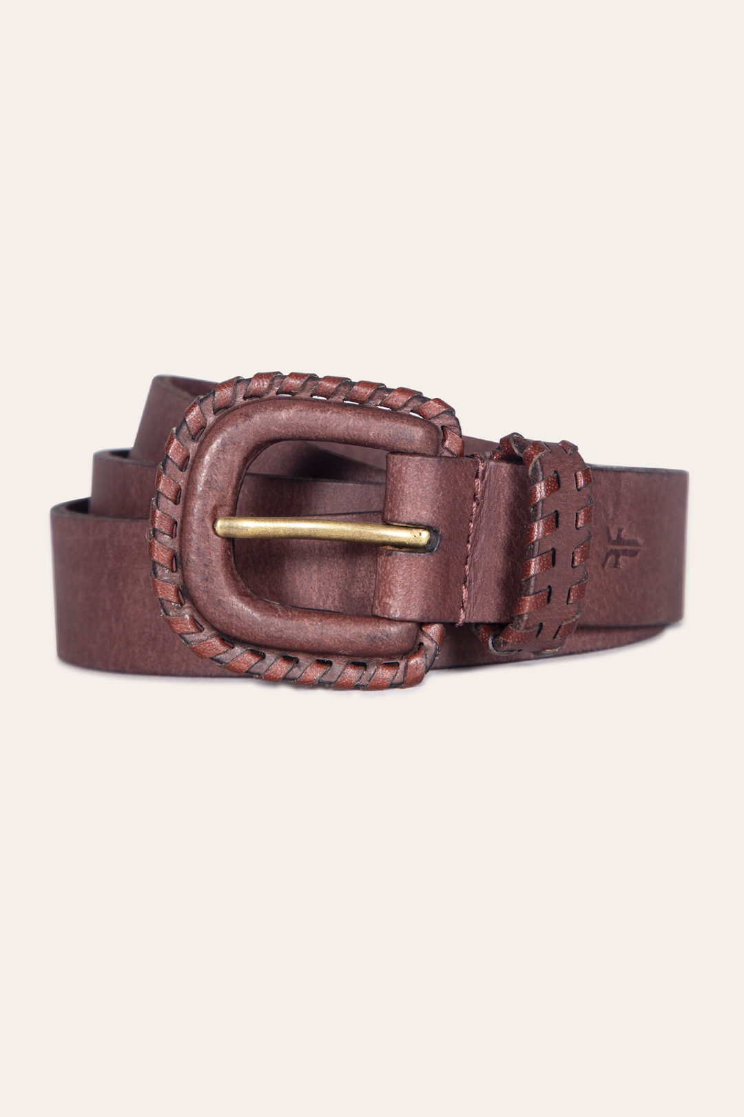 Frye Best Seller - 30mm Brown Leather Belt With Covered Buckle