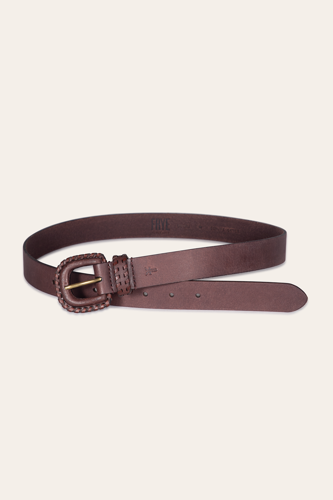 Frye Best Seller - 30mm Brown Leather Belt With Covered Buckle