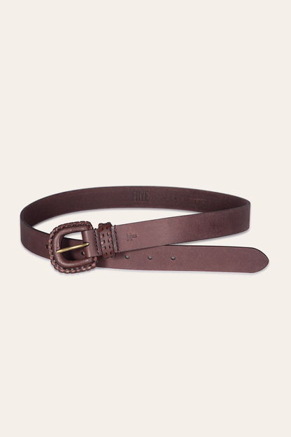 Frye Best Seller - 30mm Brown Leather Belt With Covered Buckle
