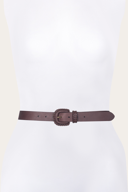 Frye Best Seller - 30mm Brown Leather Belt With Covered Buckle