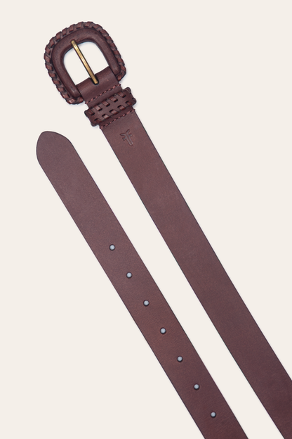 Frye Best Seller - 30mm Brown Leather Belt With Covered Buckle