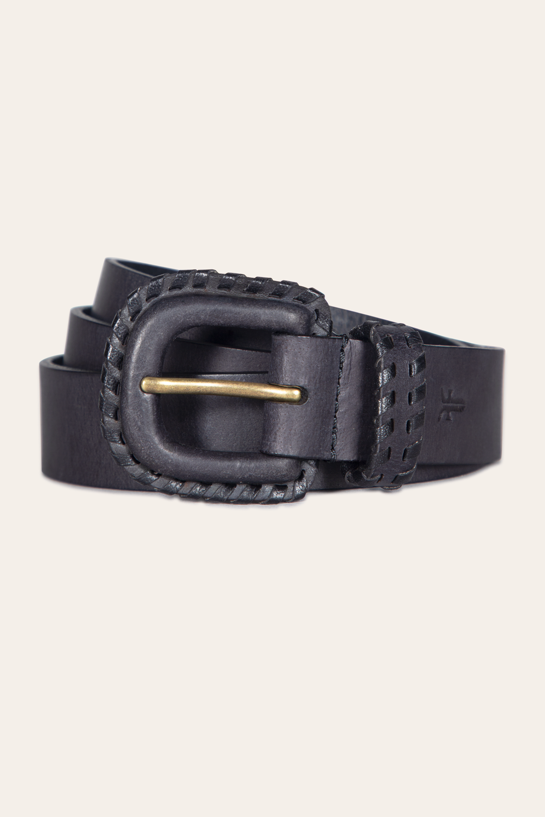 Frye Essential - 30mm Black Leather Belt With Covered Buckle
