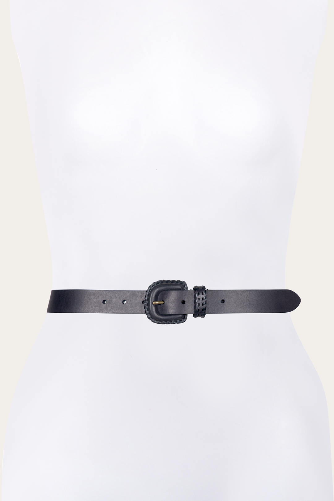 Frye Essential - 30mm Black Leather Belt With Covered Buckle