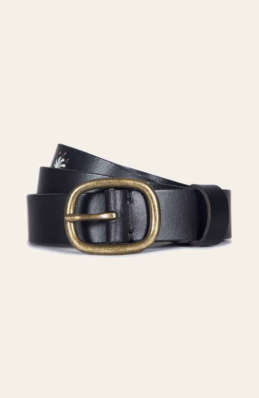 Frye Best Price - 30mm Black Belt With Embroidered Holes
