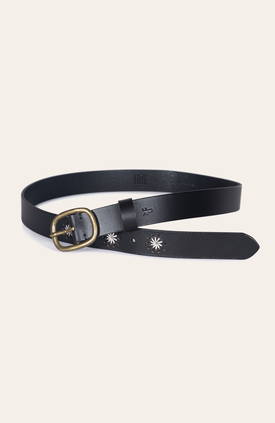 Frye Best Price - 30mm Black Belt With Embroidered Holes