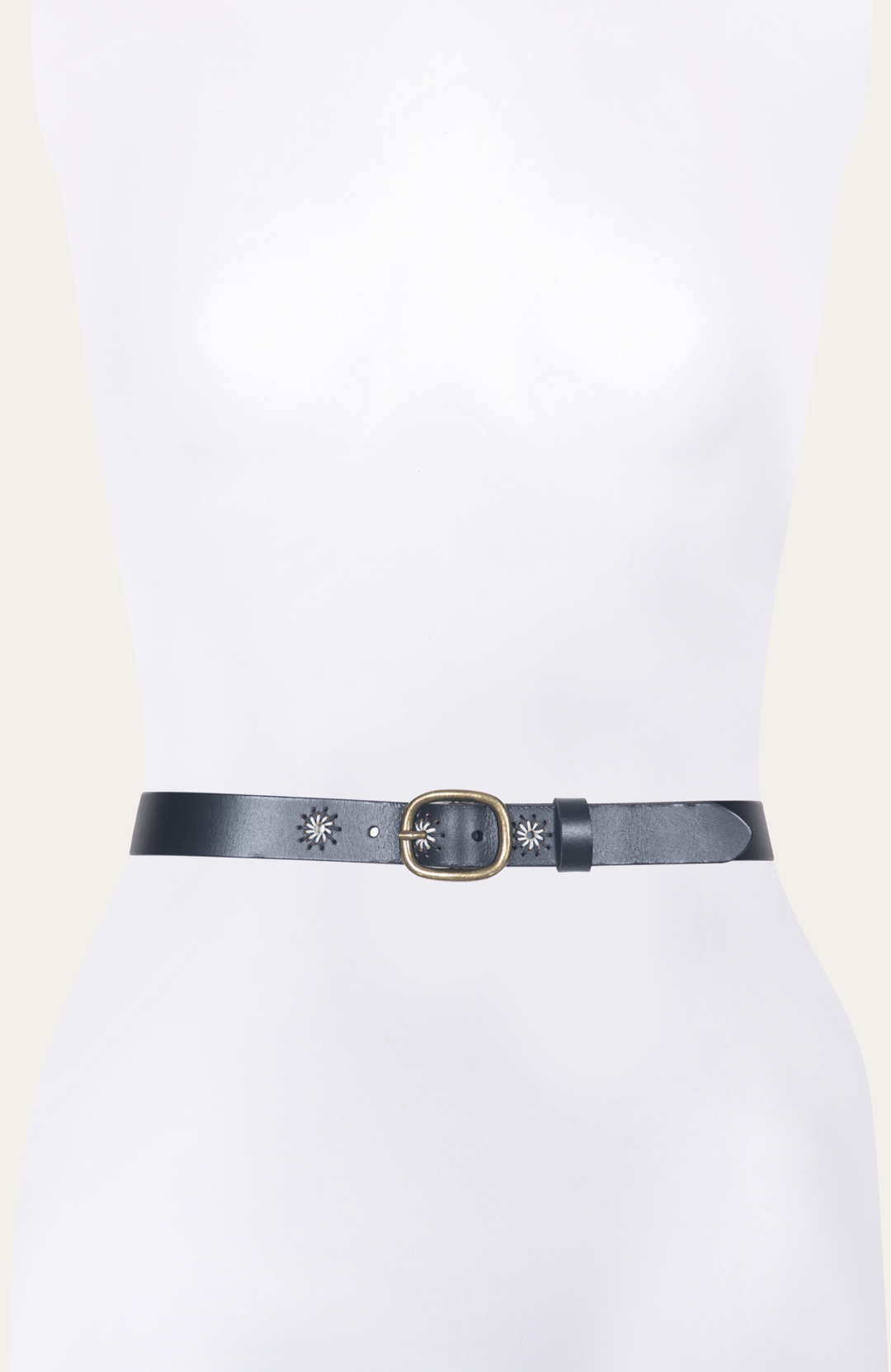 Frye Best Price - 30mm Black Belt With Embroidered Holes
