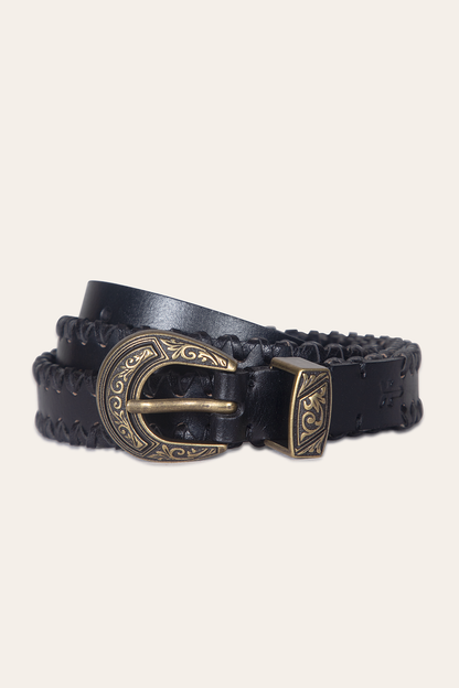Frye Smart Buy - 20mm Black Leather Belt With 3-Piece Buckle Set