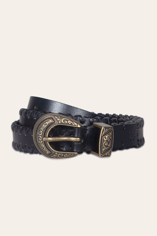 Frye Smart Buy - 20mm Black Leather Belt With 3-Piece Buckle Set