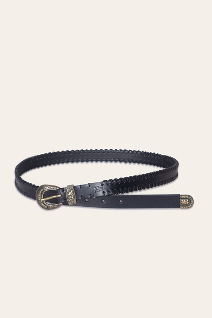 Frye Smart Buy - 20mm Black Leather Belt With 3-Piece Buckle Set