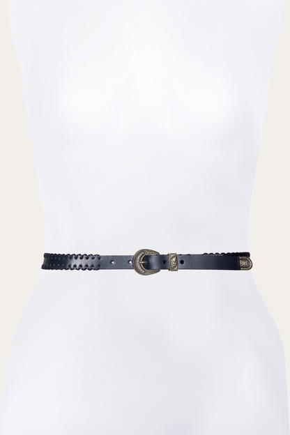 Frye Smart Buy - 20mm Black Leather Belt With 3-Piece Buckle Set