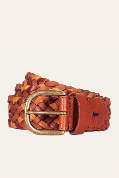 Frye Smart Buy - 35mm Tonal Woven Leather Belt in Tan