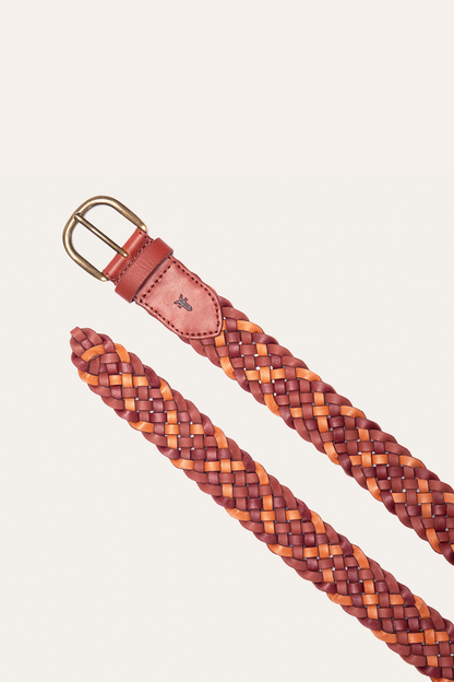 Frye Smart Buy - 35mm Tonal Woven Leather Belt in Tan