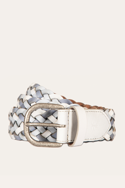 Frye Discount - 35mm Washed Denim Woven Leather Belt
