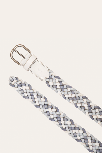 Frye Discount - 35mm Washed Denim Woven Leather Belt