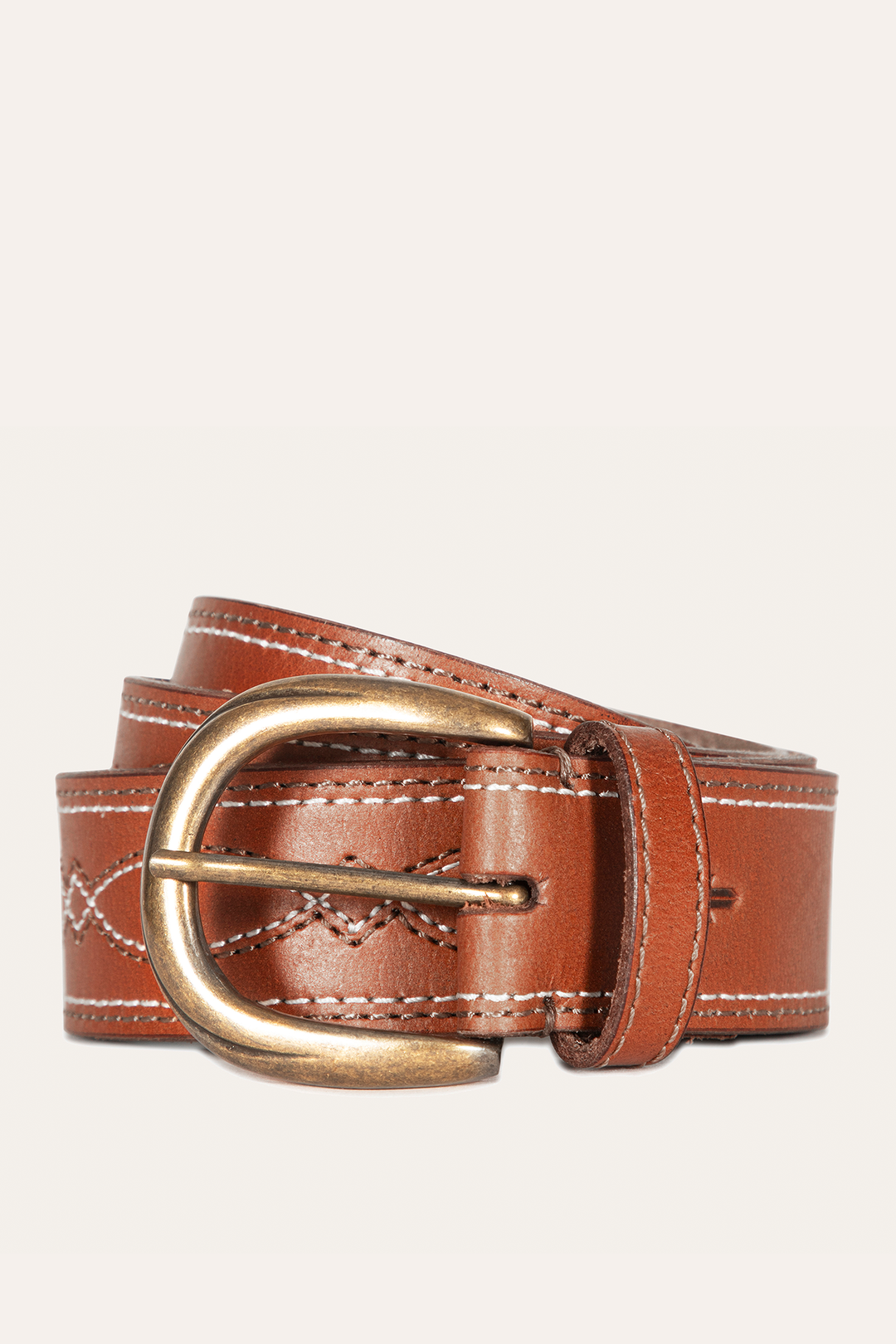 Frye Best Price - 40mm Tan Belt With 2-Tone Stitch