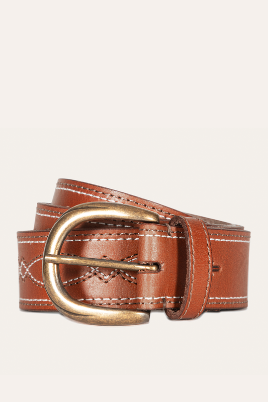 Frye Best Price - 40mm Tan Belt With 2-Tone Stitch