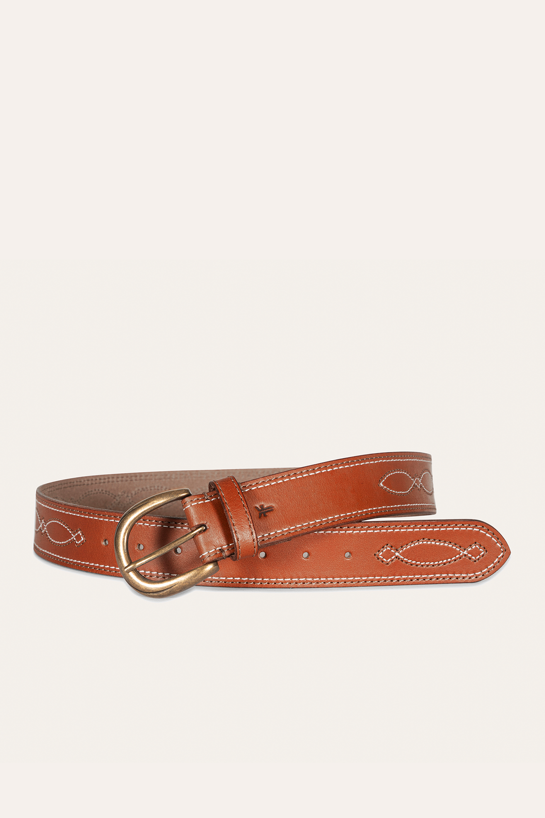 Frye Best Price - 40mm Tan Belt With 2-Tone Stitch