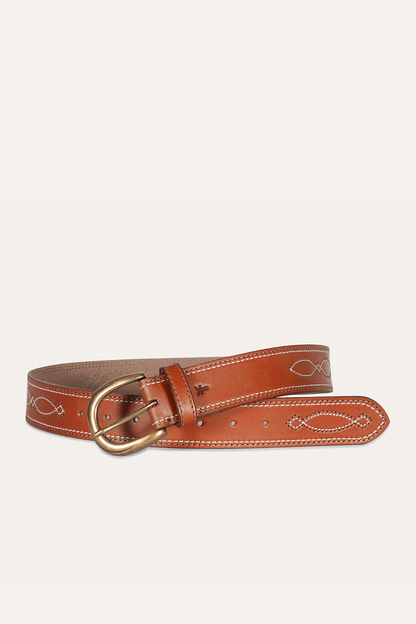 Frye Best Price - 40mm Tan Belt With 2-Tone Stitch